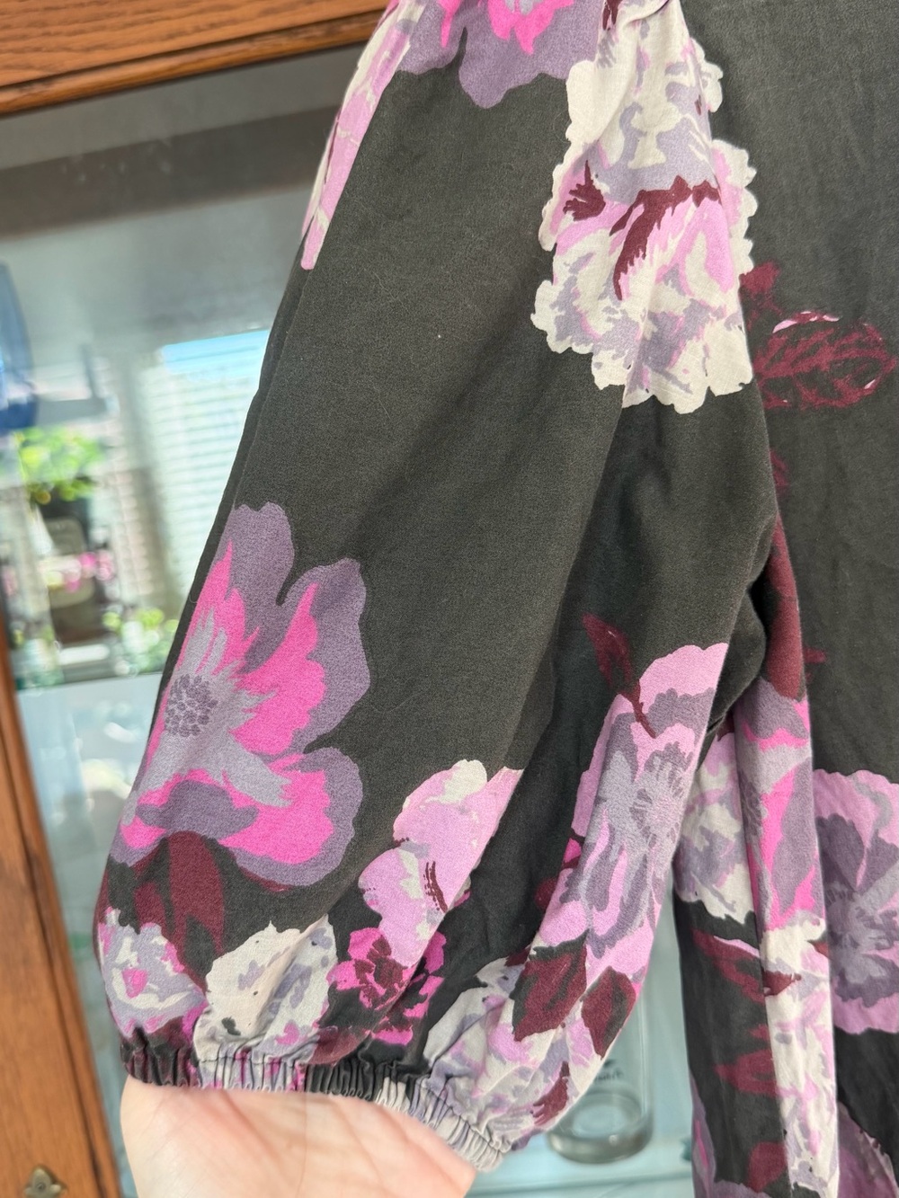 Free People Girls Floral Puff-Sleeve Dress in Pink and Gray - Picture 3 of 12